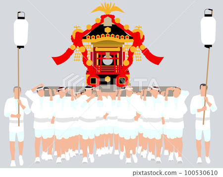 People carrying portable shrines Illustrations of traditional Japanese events 100530610