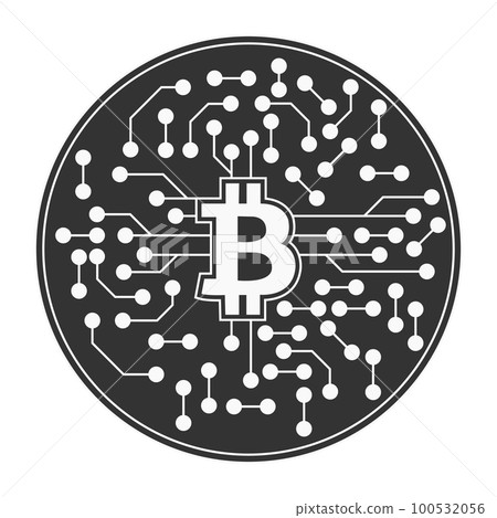 Bitcoin cryptocurrency with circuit breaker of blockchain technology. Digital money decentralization. Vector art illustration 100532056
