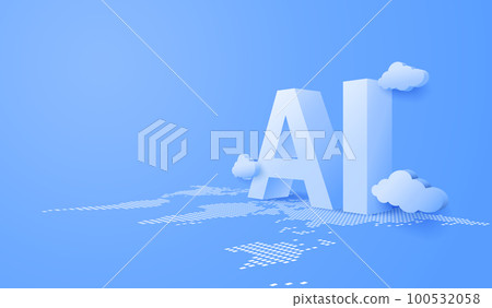 3D artificial intelligence with circuit electric background. Digital futuristic big data visualization and machine learning. vector banner art illustration. 3D artificial intelligence with circuit electric background. Digital futuristic big data visualization and machine learning. vector banner art illustration. 100532058