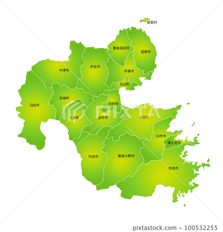 Oita prefecture and municipalities map 100532255