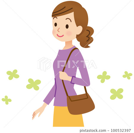Young woman going out, commuting, shopping 100532397