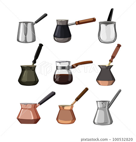 cezve coffee set cartoon vector illustration 100532820