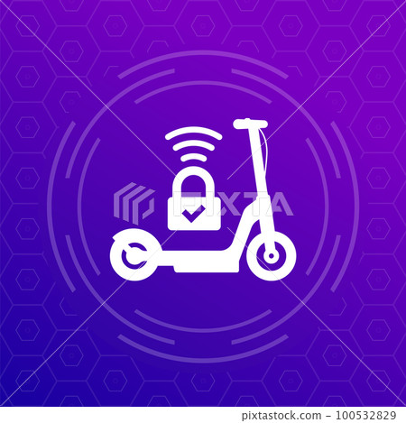 smart lock for a kick scooter icon, vector 100532829