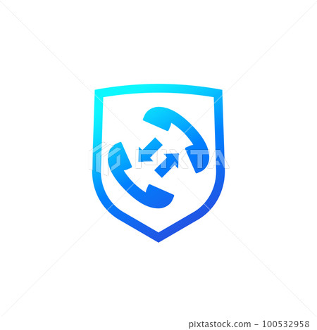 Secure phone call icon with a shield 100532958