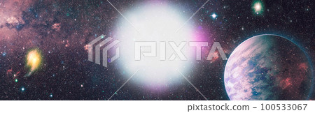 star particle motion on black background, starlight nebula in galaxy at universe Space background. The elements of this image furnished by NASA. 100533067