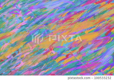 Oil painting abstract art background) Colorful and energetic handwriting in purple, green and yellow. energetic and lively 100533232