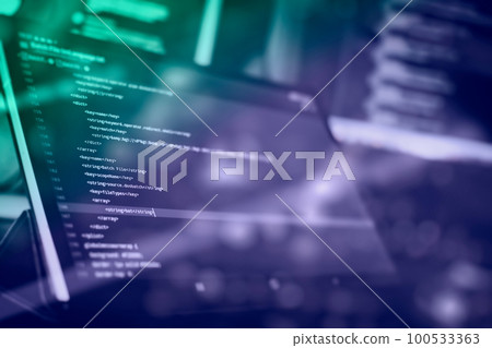 Abstract computer script code.Computer script. Abstract computer script code.Computer script. 100533363