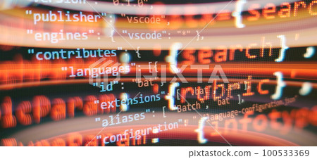 Programming code typing. Information technology website coding 100533369