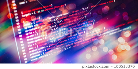 Computer source code programmer script developer.Code syntax on a computer screen 100533370