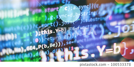 Mobile app developer. Innovative startup project. Website programming code. IT business. 100533378