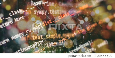 CSS, JavaScript and HTML usage. Monitor closeup of function source code. Abstract IT technology background. Software source code. CSS, JavaScript and HTML usage. Monitor closeup of function source code. Abstract IT technology background. Software source code. 100533390