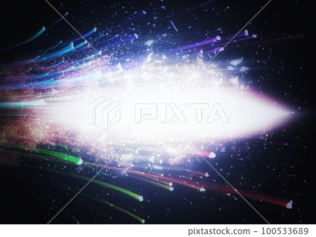 發射到夜空中的彩色火箭煙花的 3d 插圖 發射到夜空中的彩色火箭煙花的 3d 插圖 100533689