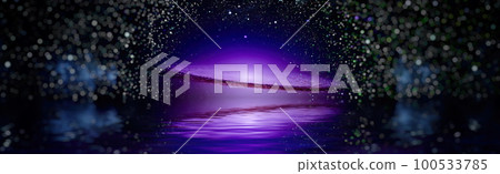 Deep reflected space in water . Starry outer space background texture . Colorful Starry Night Sky Outer Space background ,Elements of this image furnished by NASA. 100533785