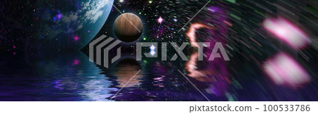 Planet reflected in water from space showing all they beauty. Extremely detailed image"Elements of this image furnished by NASA" 100533786