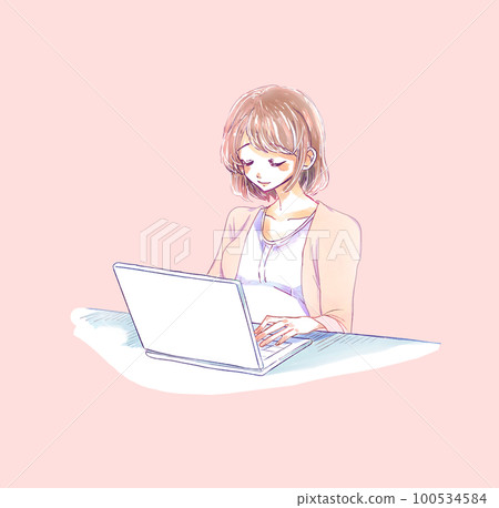pregnant woman operating a computer 100534584