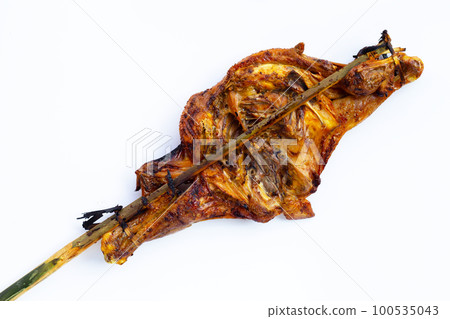 Grilled chicken, Thai style food on white background. Grilled chicken, Thai style food on white background. 100535043