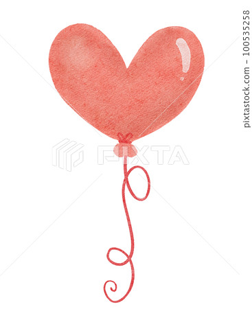 cute sweet whimsical watercolour heart shape balloons hand painting love valentine 100535258