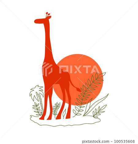 Funny illustration of giraffe silhouette Funny illustration of giraffe silhouette 100535608