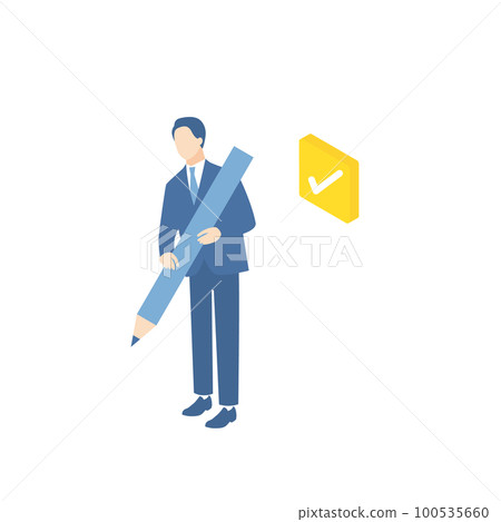 商人用鉛筆確認和檢查 100535660