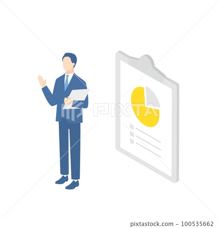 Businessman giving a presentation using materials 100535662