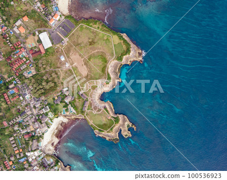 Aerial view coastal landscape of Nusa Lembongan 100536923