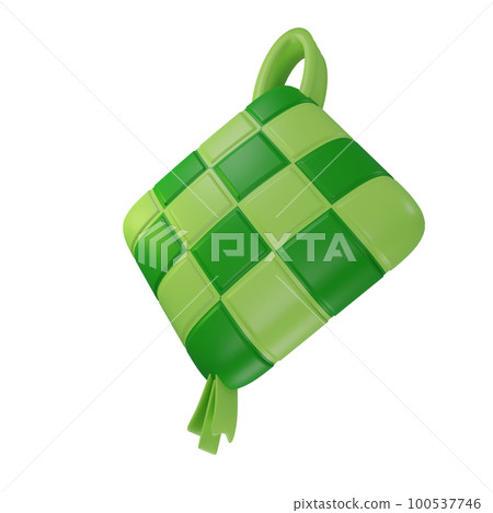 3d rendering of ketupat islamic food icon 100537746