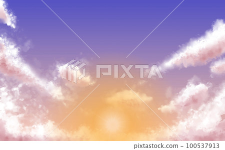 傍晚的天空、雲彩和陽光 06 Spreading clouds 100537913
