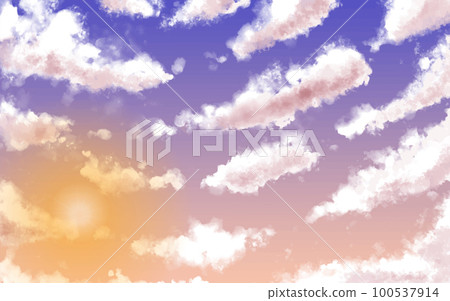傍晚的天空、雲彩和陽光 07 Spreading clouds 100537914