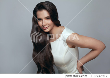 Perfect young woman brunette posing, studio fashion beautyportrait Perfect young woman brunette posing, studio fashion beautyportrait 100537917