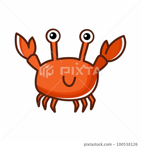 Funny crab. Illustration for children's book. Sticker. Cartoon character. Marine life. Funny crab. Illustration for children's book. Sticker. Cartoon character. Marine life. 100538126