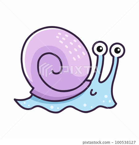 Cute snail on white background. Hand drawn illustration. Drawing for children. Sticker. 100538127