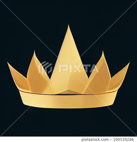 Pointed crown symbol. Golden crown on a dark background. Flat illustration. AI-generated Pointed crown symbol. Golden crown on a dark background. Flat illustration. AI-generated 100538286
