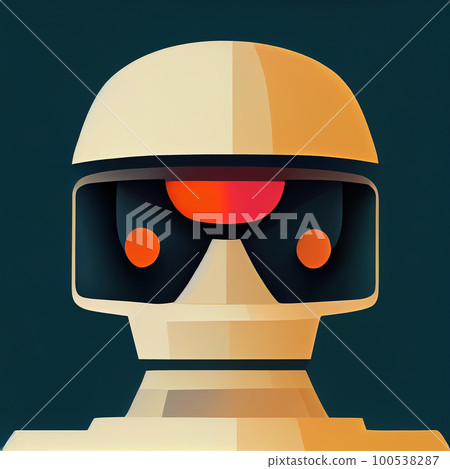 Space humanoid character flat illustration. Stylized portrait of an alien robot. AI-generated Space humanoid character flat illustration. Stylized portrait of an alien robot. AI-generated 100538287
