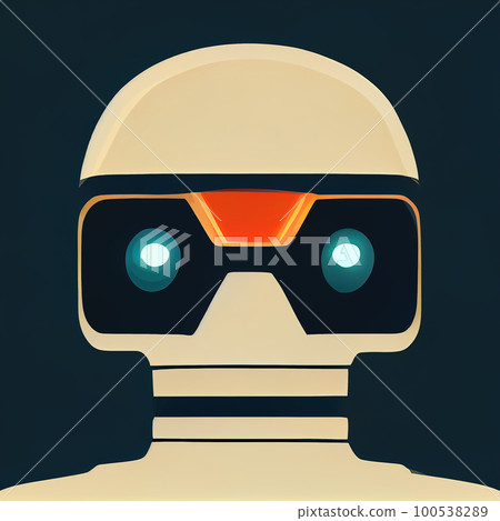 Space humanoid character flat illustration. Stylized portrait of an alien robot. AI-generated Space humanoid character flat illustration. Stylized portrait of an alien robot. AI-generated 100538289