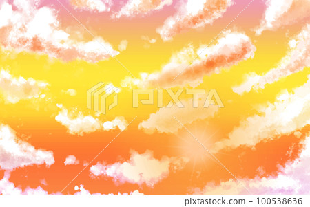 傍晚的天空、雲彩和陽光 10 散佈的雲彩-插圖素材 [100538636] - PIXTA圖庫