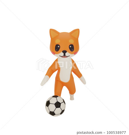 3d rendering of character corgi playing soccer 3d rendering of character corgi playing soccer 100538977