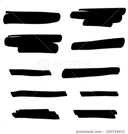 Set of swash hand drawn brush lines, underlines. Vector collection of calligraphic elements in doodle style. Swirl swoosh brushstroke 100539452