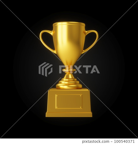3D Rendering Golden Award Trophy Cup isolated on black background 3D Rendering Golden Award Trophy Cup isolated on black background 100540371