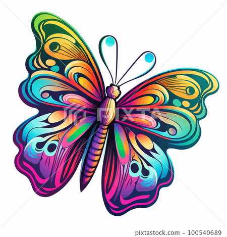 Colorful painting butterfly on white background 100540689