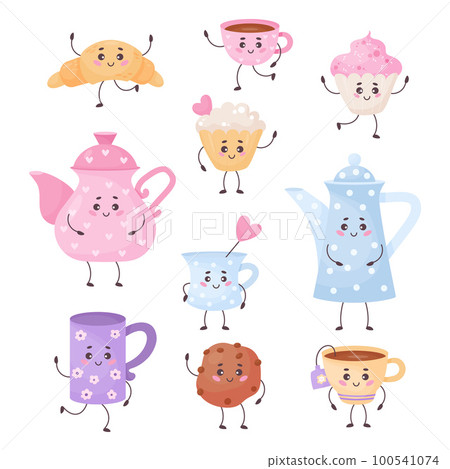 Cute teapot kitchenware kawaii cartoon Royalty Free Vector