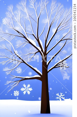 winter tree and branches in nature with snow winter tree and branches in nature with snow 100541154