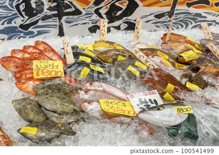 Fresh fish displayed in the fresh fish section of Toretore Market 100541499