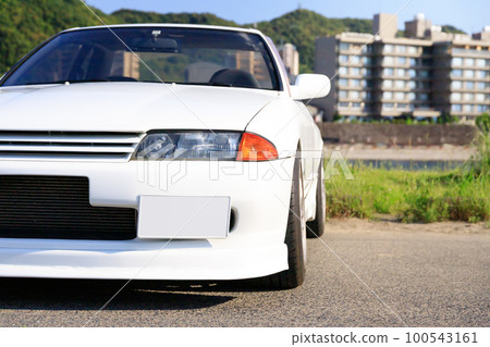 White Nissan Skyline classic car 100543161