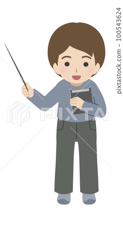 Young man explaining plain clothes Young man explaining plain clothes 100543624