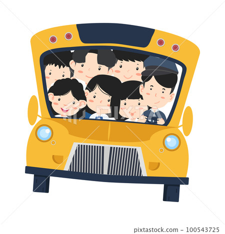 School bus with kids cartoon 100543725