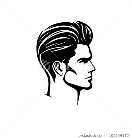 Silhouette of a fashion man head on a white... - Stock Illustration ...