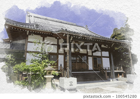 滋賀縣彥根市 水彩風格的彥根市 Hanashobu-dori 商店街 Myogenji Temple 滋賀縣彥根市 水彩風格的彥根市 Hanashobu-dori 商店街 Myogenji Temple 100545280