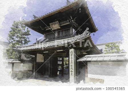 水彩風格的彥根市,滋賀縣彥根市來光寺 水彩風格的彥根市,滋賀縣彥根市來光寺 100545365