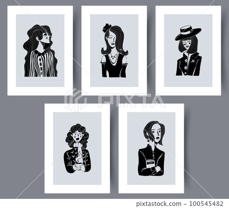 Portrait women scandinavian characters wall art print Portrait women scandinavian characters wall art print 100545482