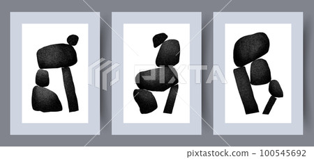 Abstract figures monochrome compositions wall art print 100545692